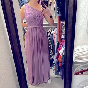One shoulder Lavender bridesmaids dress
